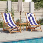 Strandstuhl Klappbar Massivholz Eukalyptus und Stoff