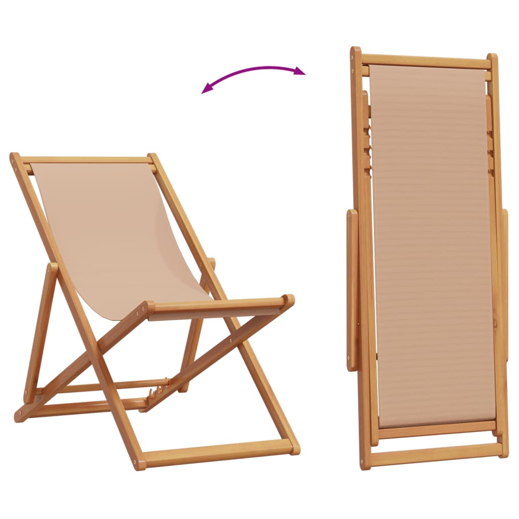 Strandstuhl Klappbar Massivholz Eukalyptus und Stoff