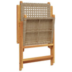 Gartenstühle 2 Stk. Beige Massivholz Akazie und Poly Rattan