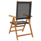 Gartenstühle 2 Stk. Schwarz Massivholz Akazie und Poly Rattan