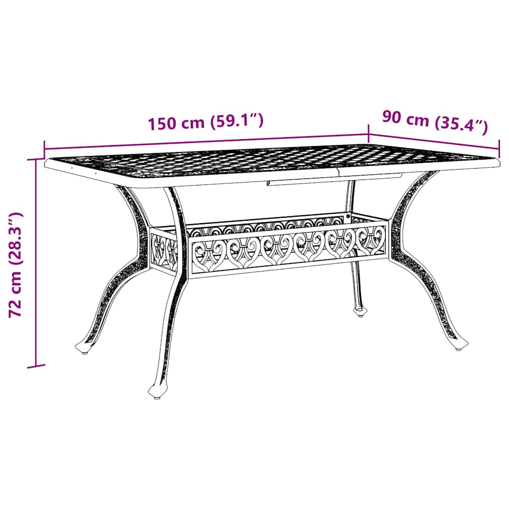 Gartentisch Grün 150x90x72 cm Aluminiumguss