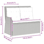 Gartenbank mit Liegefunktion und Kissen Grau Polyrattan