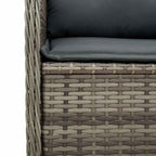 Gartenbank Verstellbar mit Kissen Grau Poly Rattan