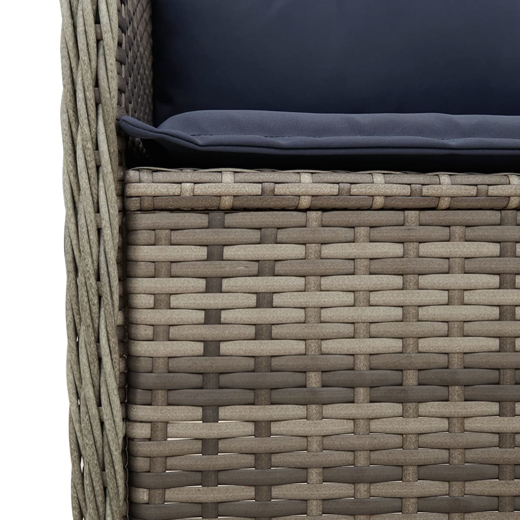 Gartenbank mit Liegefunktion und Kissen Grau Polyrattan