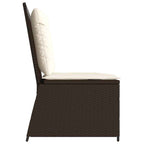 Gartenbank Verstellbar mit Kissen Braun Poly Rattan