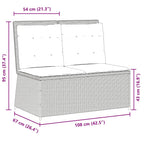 Gartenbank Verstellbar mit Kissen Grau Poly Rattan