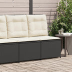 Gartensessel mit Liegefunktion und Kissen Schwarz Poly Rattan