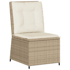 Gartensessel mit Liegefunktion und Kissen Beige Poly Rattan