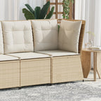 Garten-Ecksofa mit Kissen Beige Poly Rattan