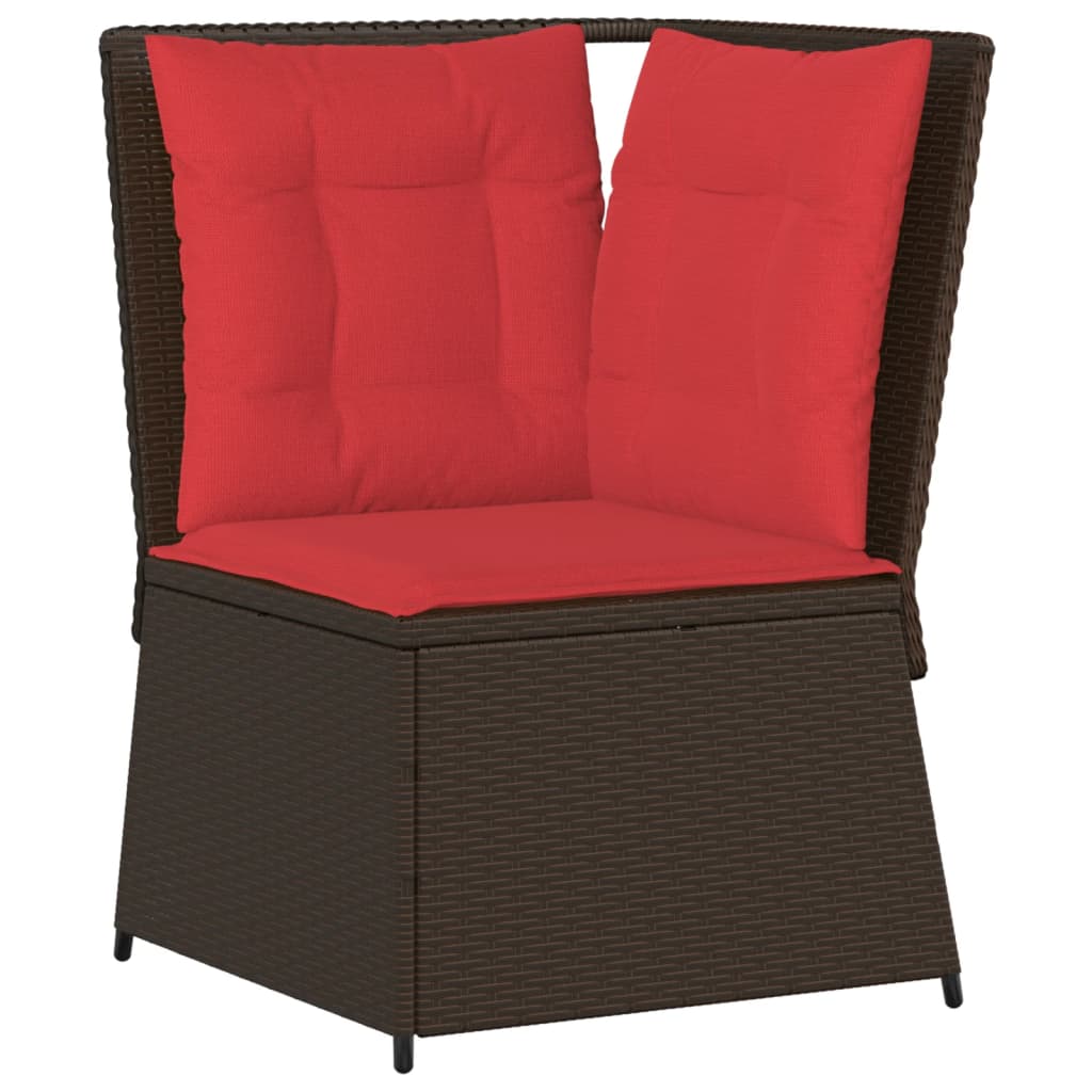 Garten-Ecksofa mit Kissen Braun Polyrattan