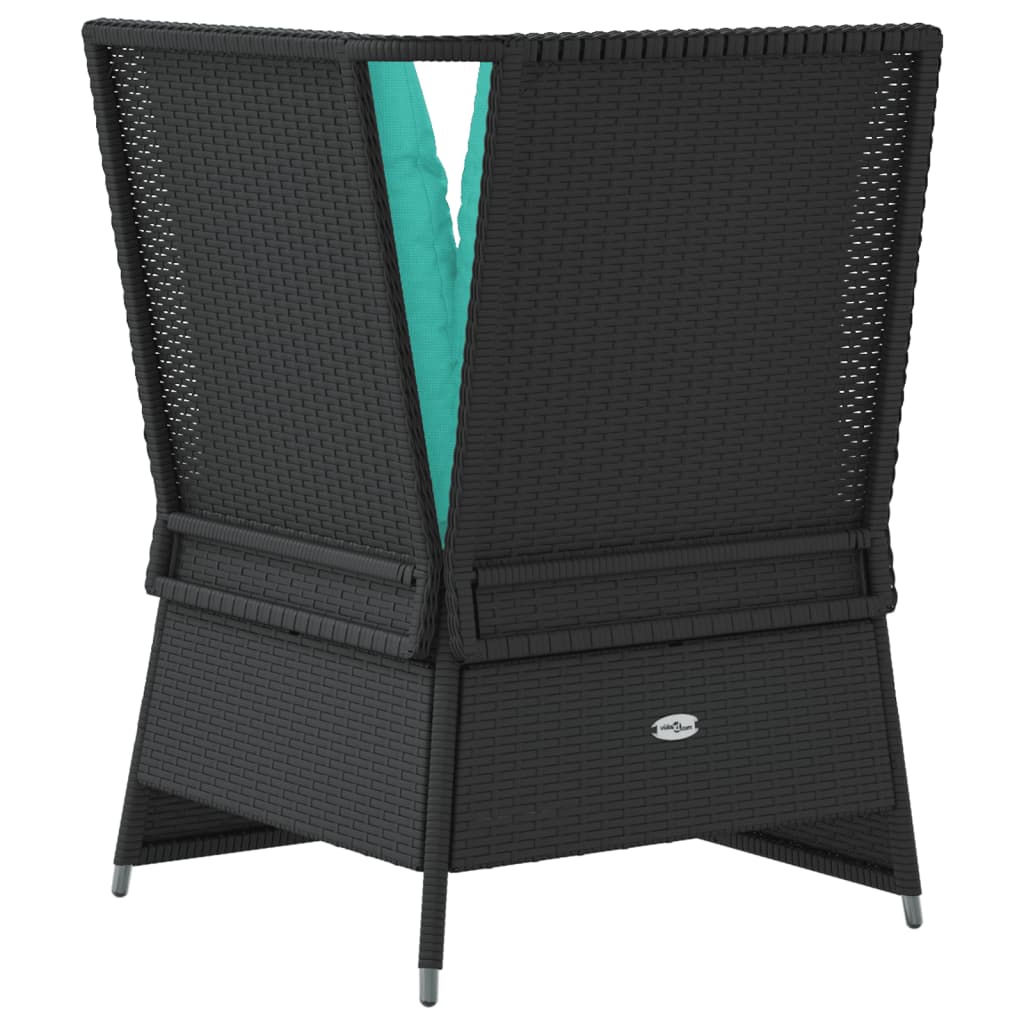 Garten-Ecksofa mit Kissen Schwarz Poly-Rattan