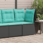 Garten-Ecksofa mit Kissen Schwarz Poly-Rattan