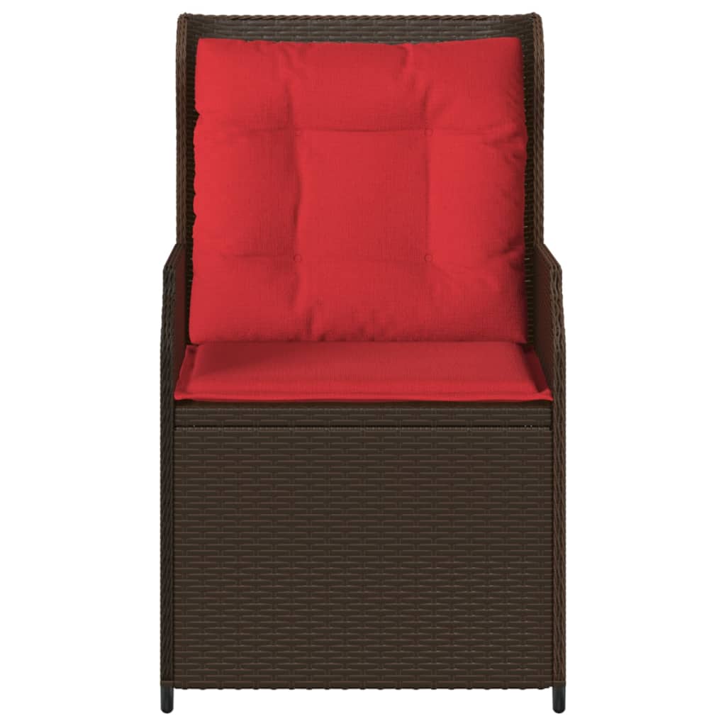 Liege-Gartenstühle 2 Stück mit Kissen Braun Polyrattan