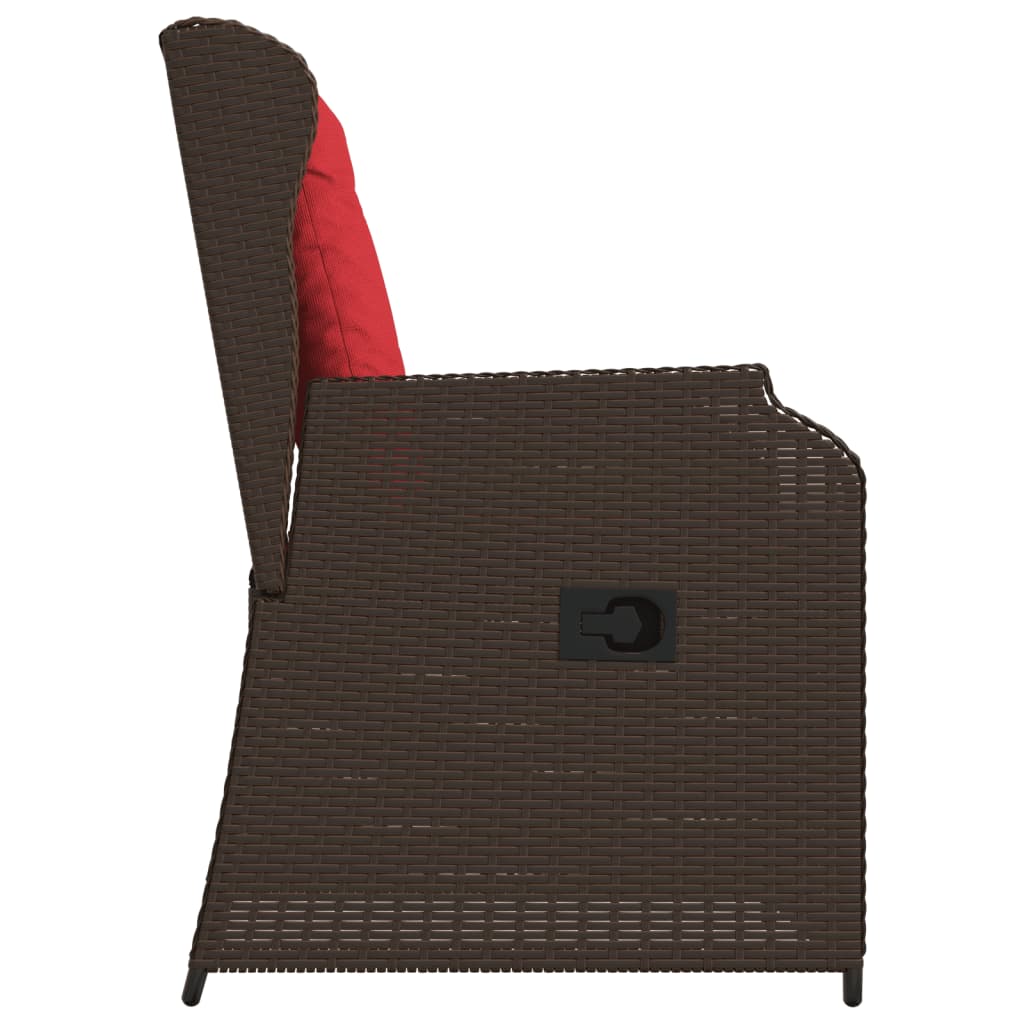 Liege-Gartenstühle 2 Stück mit Kissen Braun Polyrattan