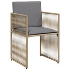 7-tlg. Garten-Essgruppe mit Kissen Beige Poly Rattan