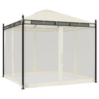 Pavillon mit Netzwänden Creme 2,93x2,93 m Stahl