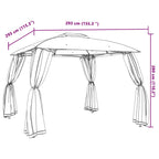 Pavillon mit Doppeldach & Netzwänden Anthrazit 2,93x2,93m Stahl