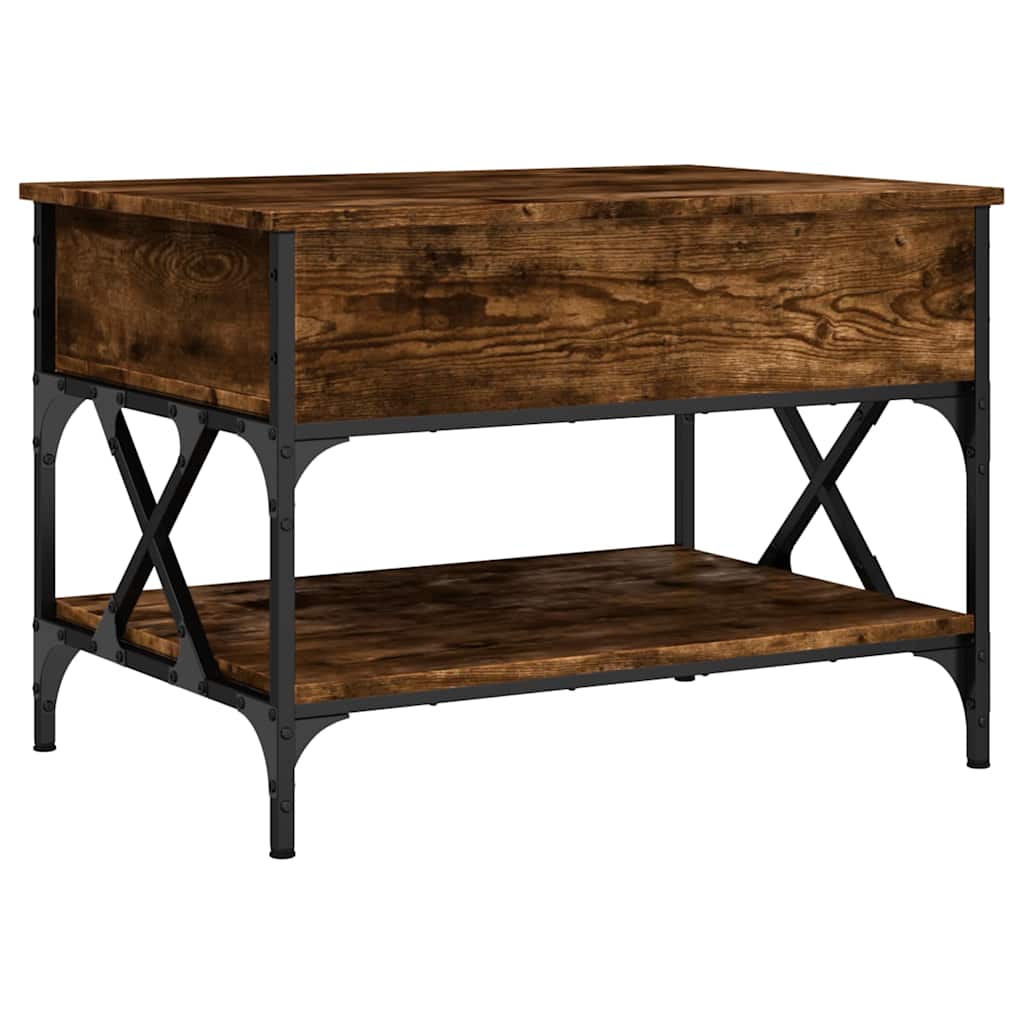 Couchtisch Räuchereiche 70x50x50 cm Holzwerkstoff und Metall