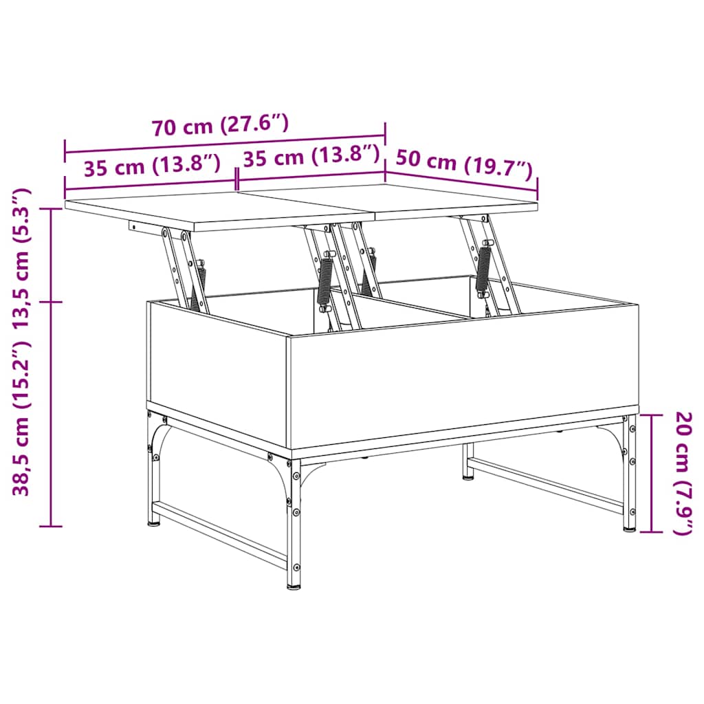 Couchtisch Schwarz 70x50x40 cm Holzwerkstoff und Metall