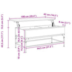 Couchtisch Braun Eichen-Optik 100x50x45 cm Holzwerkstoff Metall