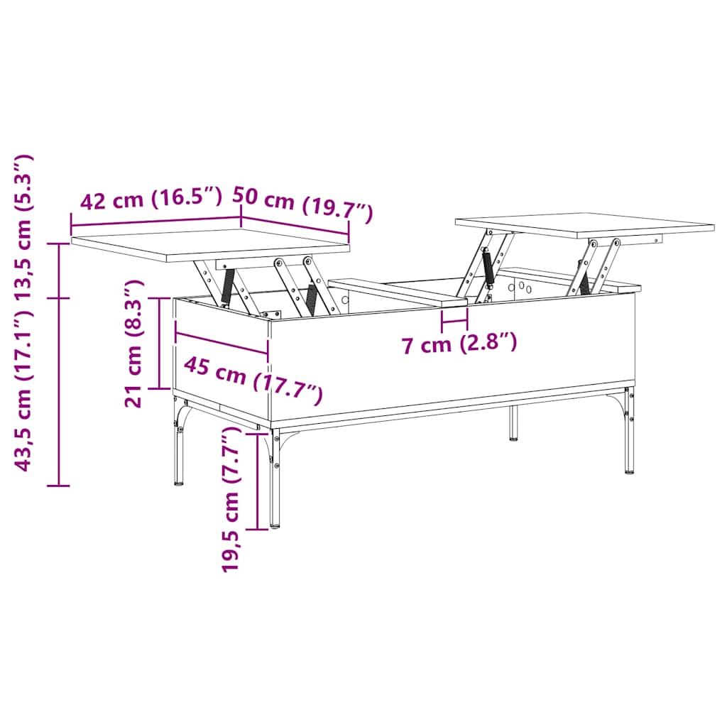 Couchtisch Grau Sonoma 100x50x45 cm Holzwerkstoff und Metall
