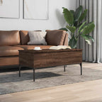 Couchtisch Braun Eichen-Optik 100x50x45 cm Holzwerkstoff Metall