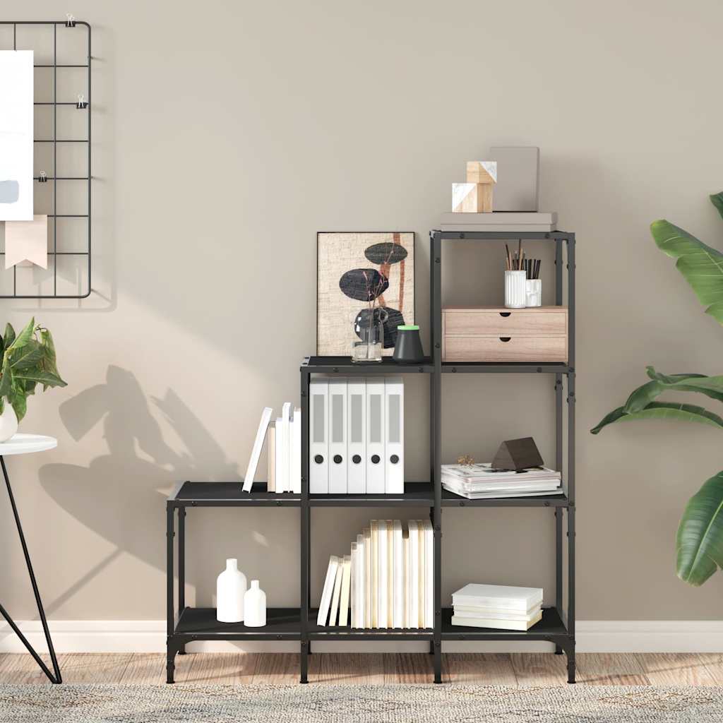 Bücherregal Schwarz 92x30x102 cm Holzwerkstoff und Metall