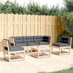 5-tlg. Garten-Sofagarnitur mit Kissen Massivholz Kiefer
