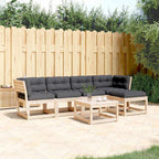 5-tlg. Garten-Sofagarnitur mit Kissen Massivholz Kiefer