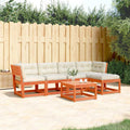 5-tlg. Garten-Sofagarnitur mit Kissen Wachsbraun Kiefernholz