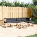 5-tlg. Garten-Sofagarnitur mit Kissen Massivholz Kiefer