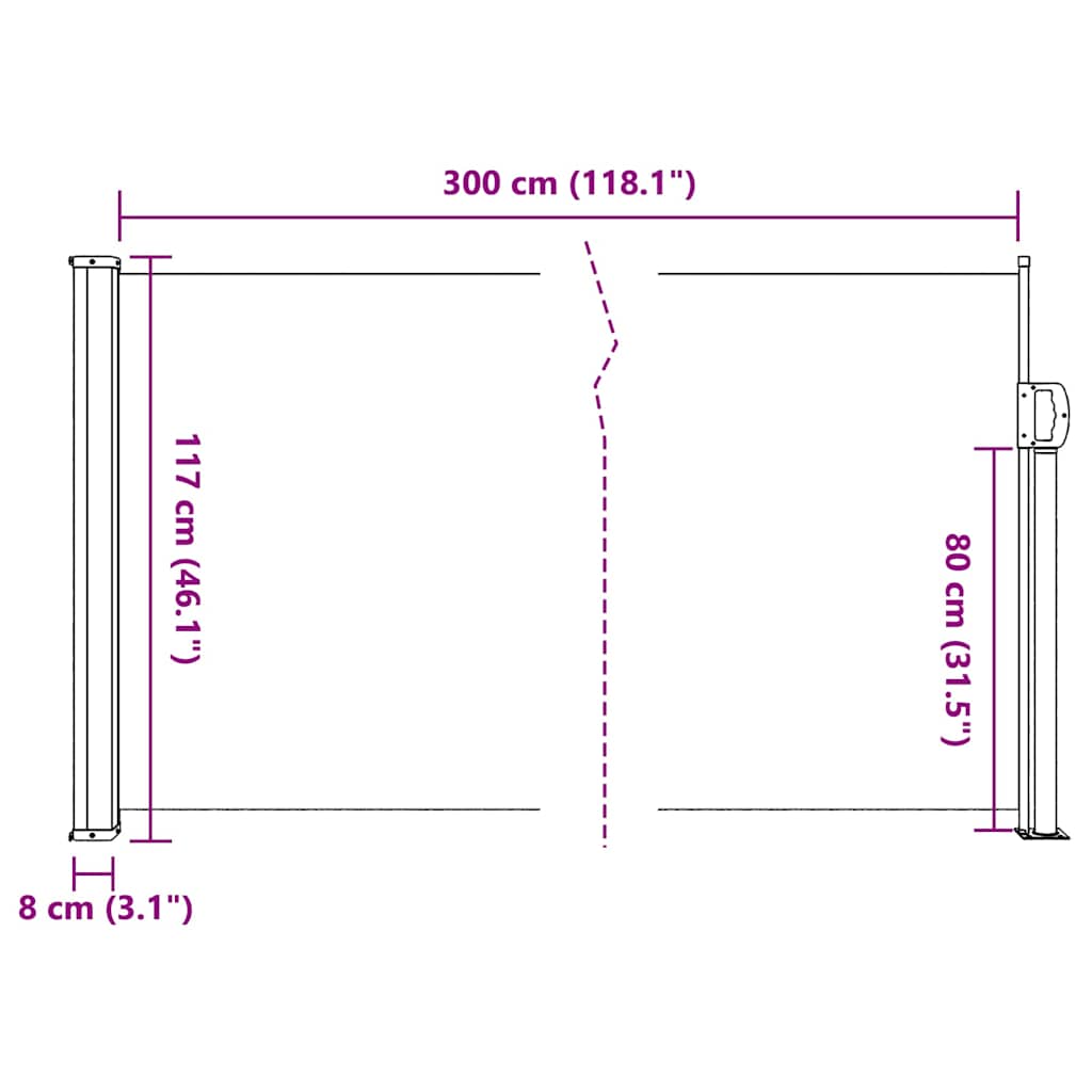 Seitenmarkise Ausziehbar Beige 117x300 cm