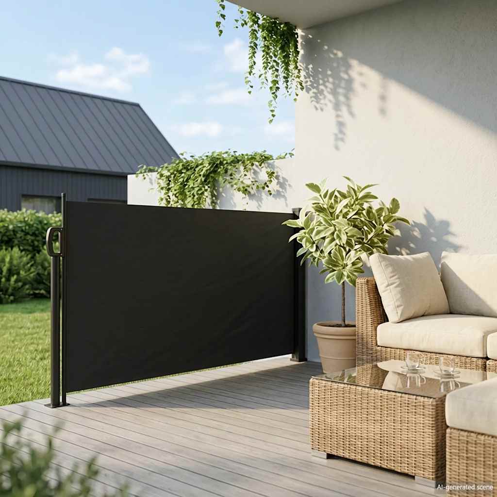 Seitenmarkise Ausziehbar Schwarz 120x500 cm