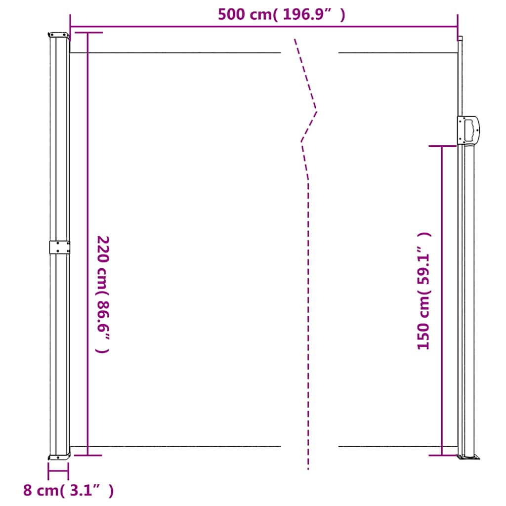 Seitenmarkise Ausziehbar Braun 220x500 cm