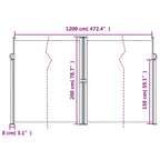 Seitenmarkise Ausziehbar Braun 200x1200 cm