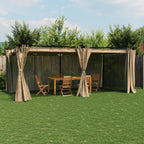 Pavillon mit Vorhängen Taupe 6x3 m Stahl