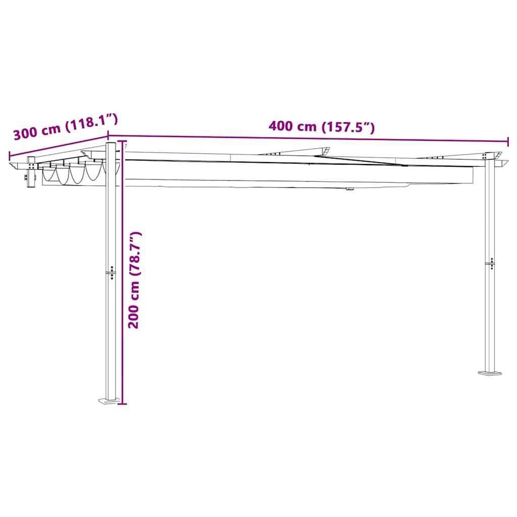 Pavillon 400 x 300 x 200 cm Anthrazit Polyester