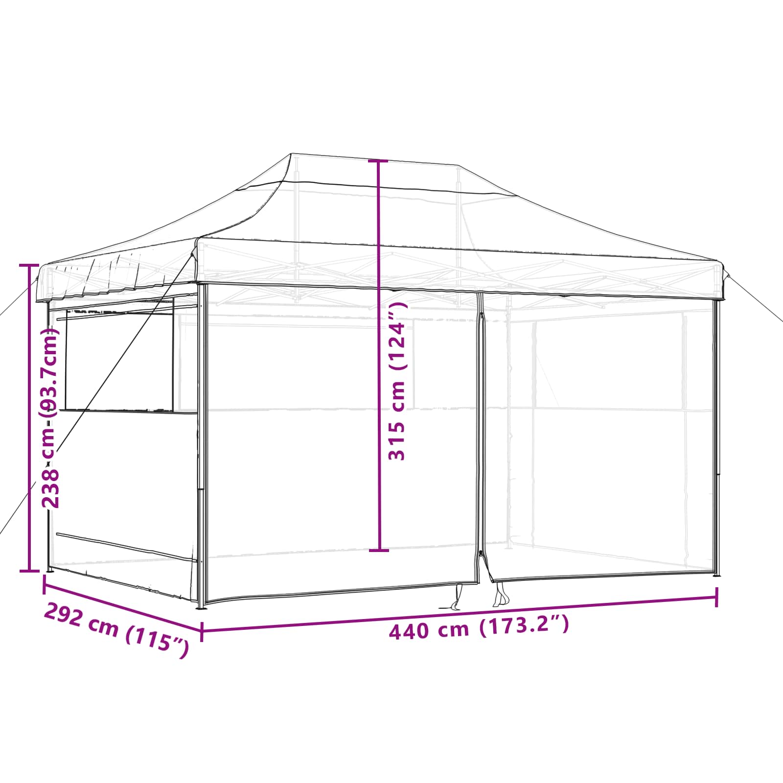 Partyzelt Faltbar Pop-Up mit 4 Seitenteilen Beige