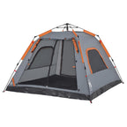 Kuppel-Campingzelt 5 Personen Grau und Orange Quick Release