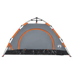 Campingzelt 2 Personen Grau und Orange Quick Release