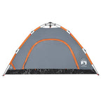 Campingzelt 4 Personen Grau und Orange Quick Release