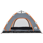 Campingzelt 4 Personen Grau und Orange Quick Release