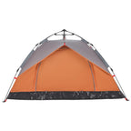 Kuppel-Campingzelt 3 Personen Grau und Orange Quick Release