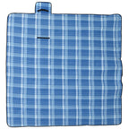 Picknickdecke Faltbar Blau Kariert 200x200 cm Samt