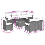 9-teiliges Gartensofa-Set mit Kissen, grau, Polyrattan