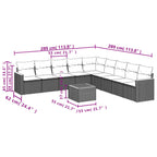 10-teiliges Gartensofa-Set mit Kissen, grau, Polyrattan