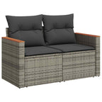 9-tlg. Garten-Sofagarnitur mit Kissen Grau Poly Rattan