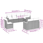 8-teiliges Gartensofa-Set mit Kissen, grau, Polyrattan