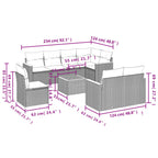 9-teiliges Gartensofa-Set mit Kissen, schwarzes Polyrattan