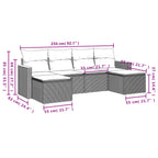 6-teiliges Gartensofa-Set mit Kissen, schwarzes Polyrattan